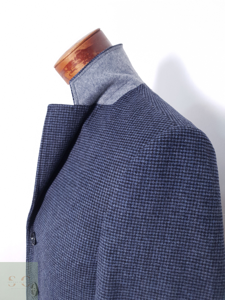 Abrigo Hombre M&S Gris Oscuro Con Micro Patrón Talla S 5