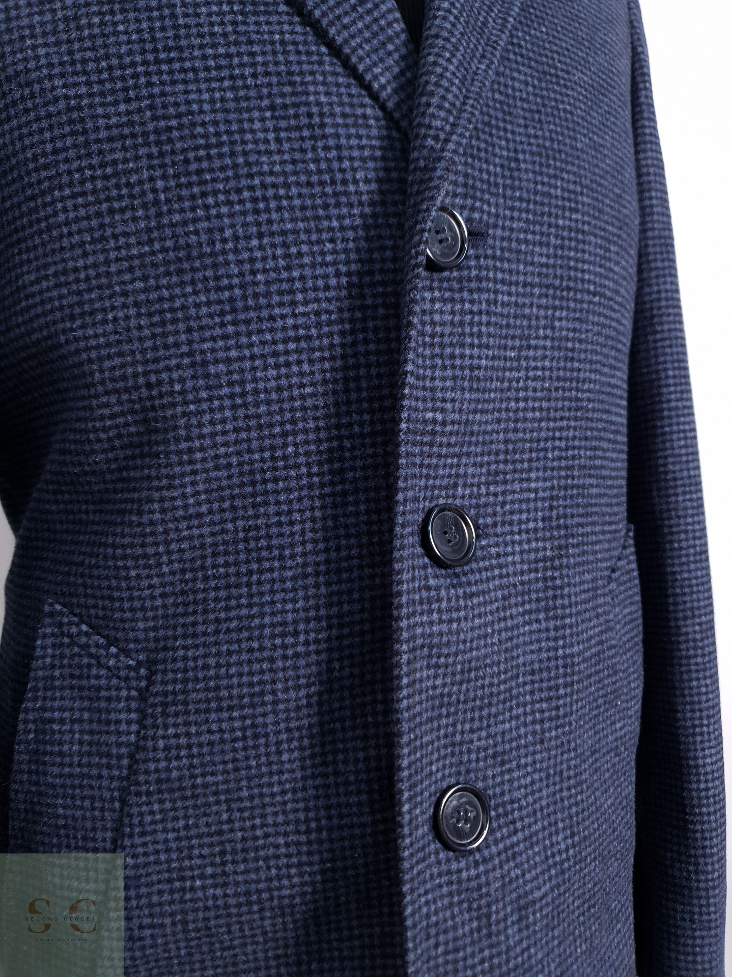 Abrigo Hombre M&S Gris Oscuro Con Micro Patrón Talla S 7