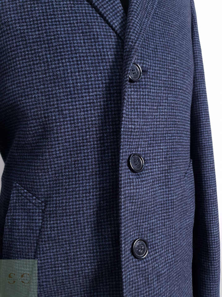 Abrigo Hombre M&S Gris Oscuro Con Micro Patrón Talla S 7