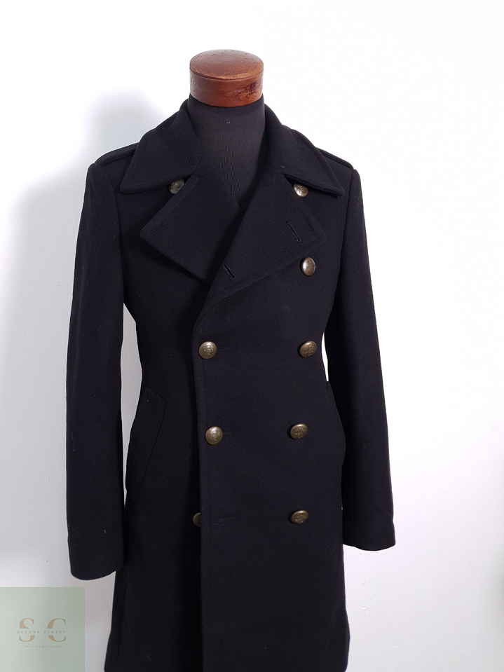 Abrigo Hombre Zara Man 80% lana Negro Talla S 2