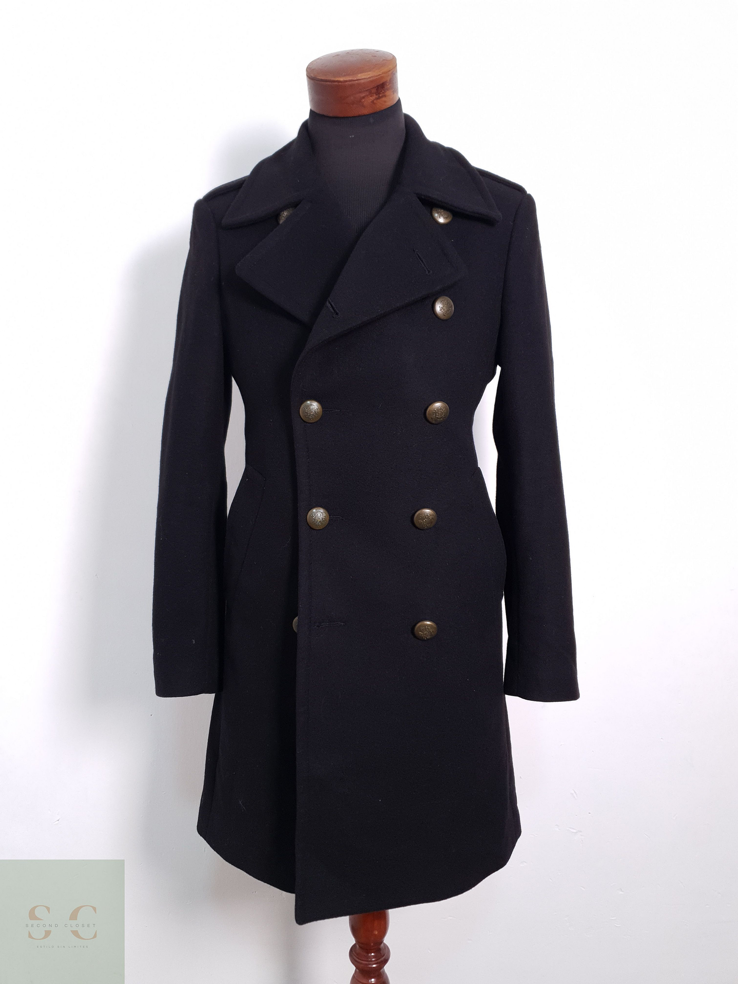 Abrigo Hombre Zara Man 80% lana Negro Talla S 1