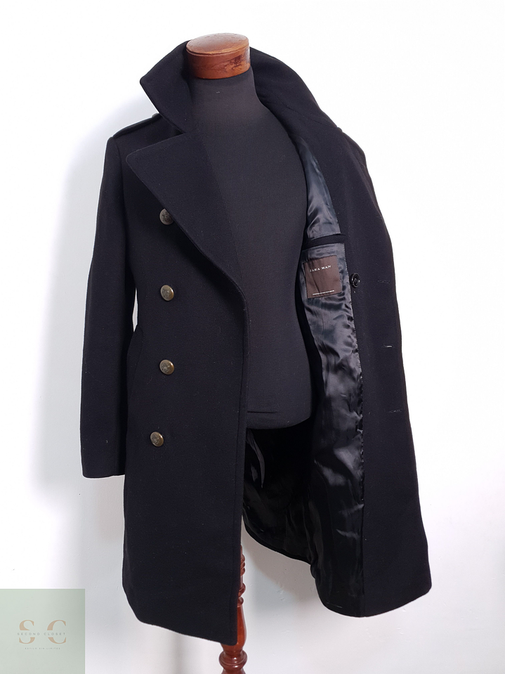 Abrigo Hombre Zara Man 80% lana Negro Talla S 7