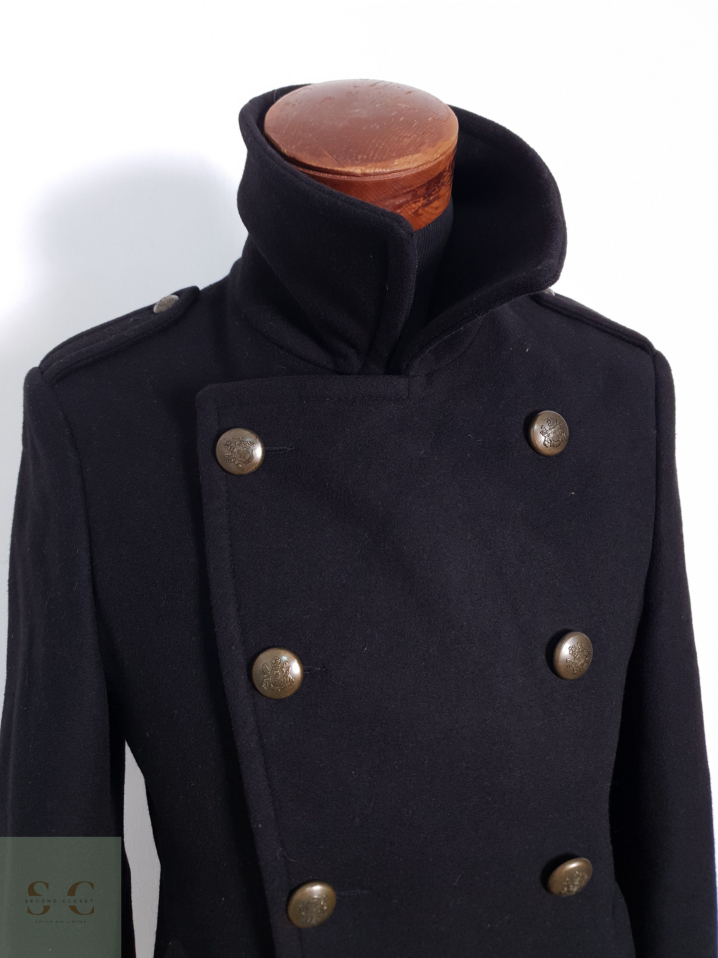 Abrigo Hombre Zara Man 80% lana Negro Talla S 9