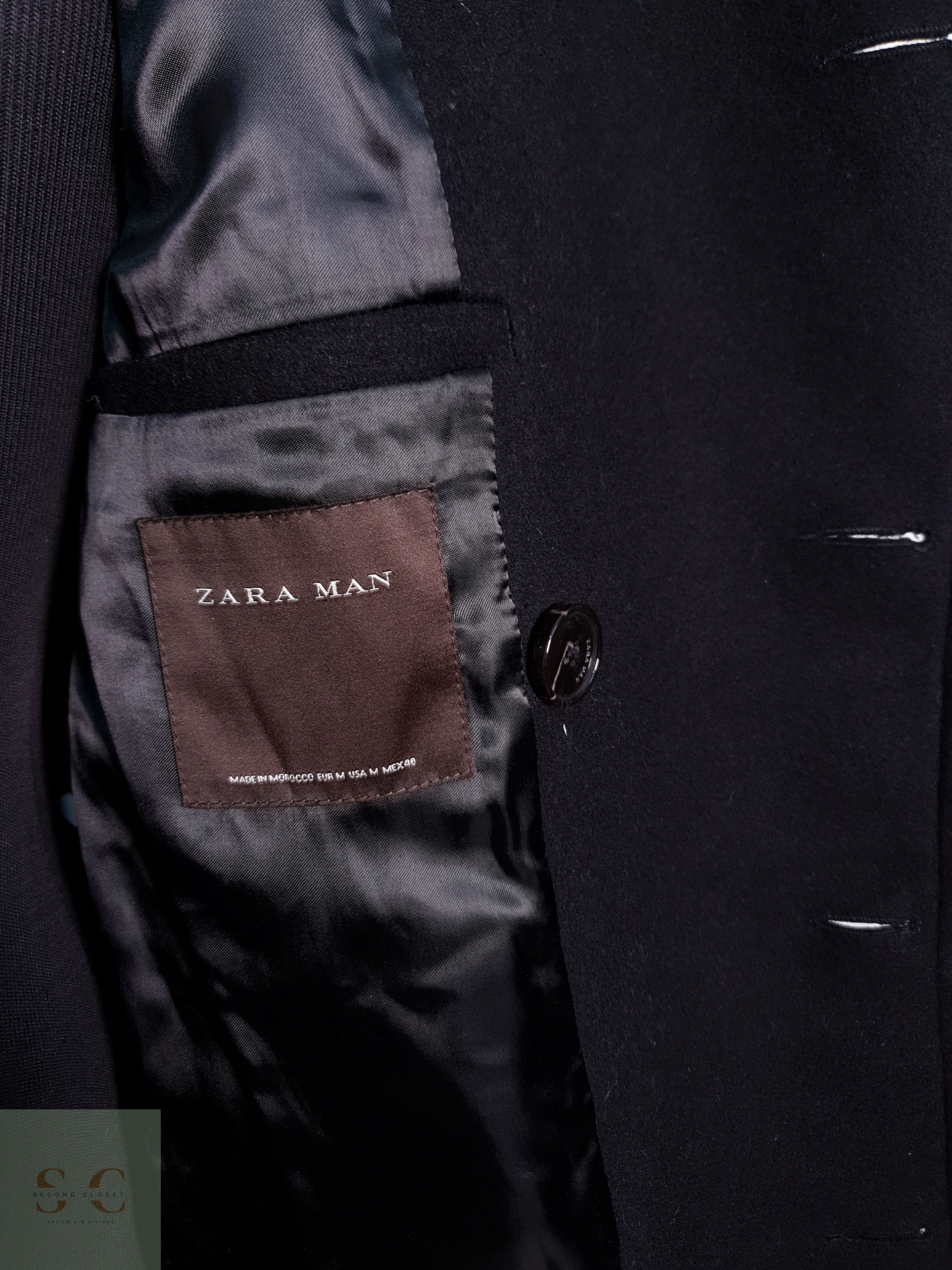 Abrigo Hombre Zara Man 80% lana Negro Talla S 10