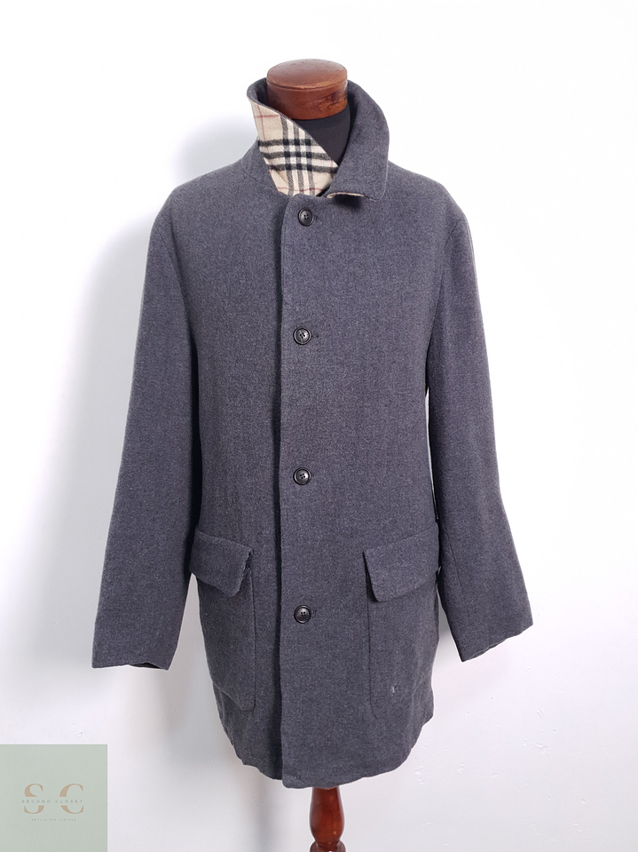 Abrigo Hombre Burberry 100% lana virgen Gris Talla LXL 1
