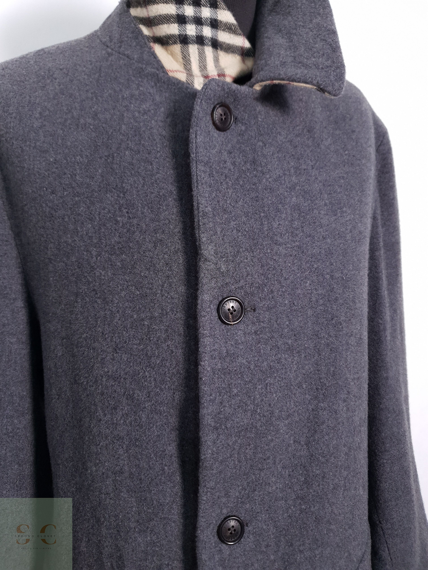 Abrigo Hombre Burberry 100% lana virgen Gris Talla LXL 6