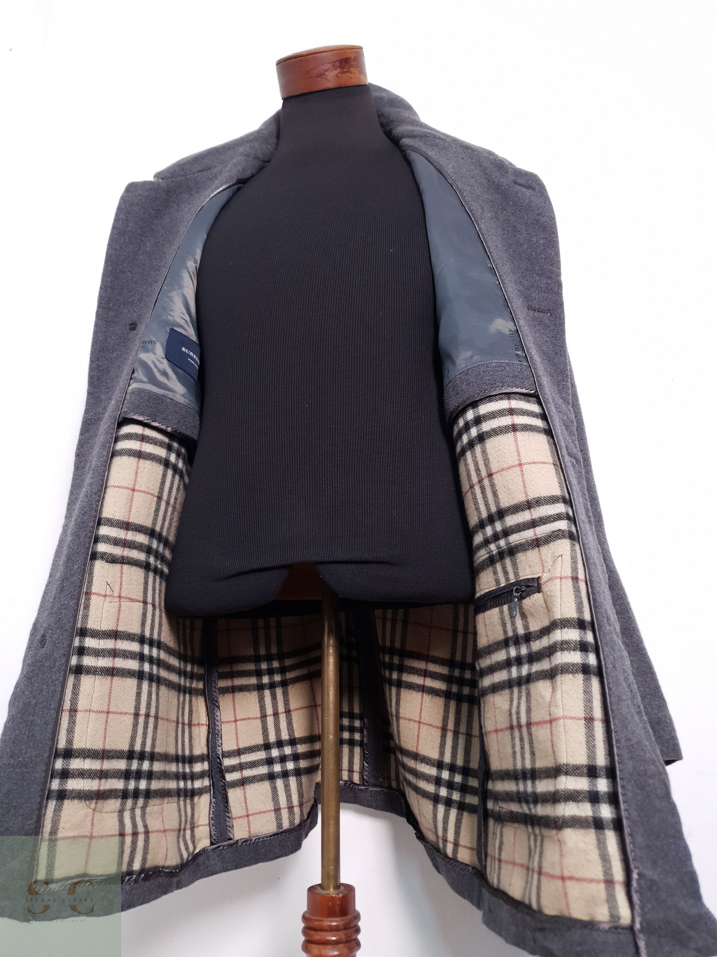 Abrigo Hombre Burberry 100% lana virgen Gris Talla LXL 8