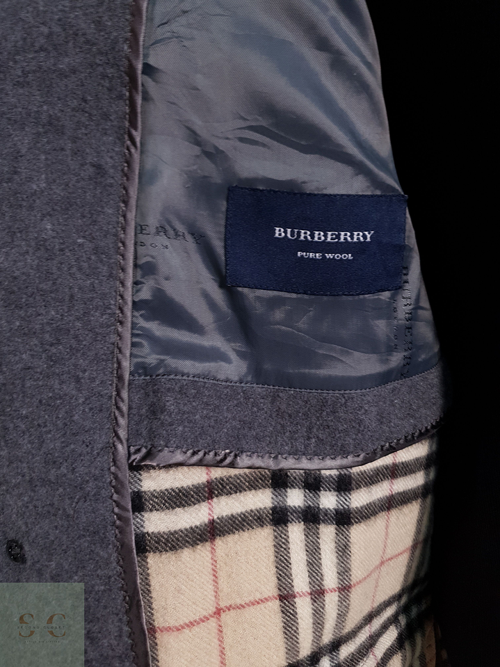 Abrigo Hombre Burberry 100% lana virgen Gris Talla LXL 10