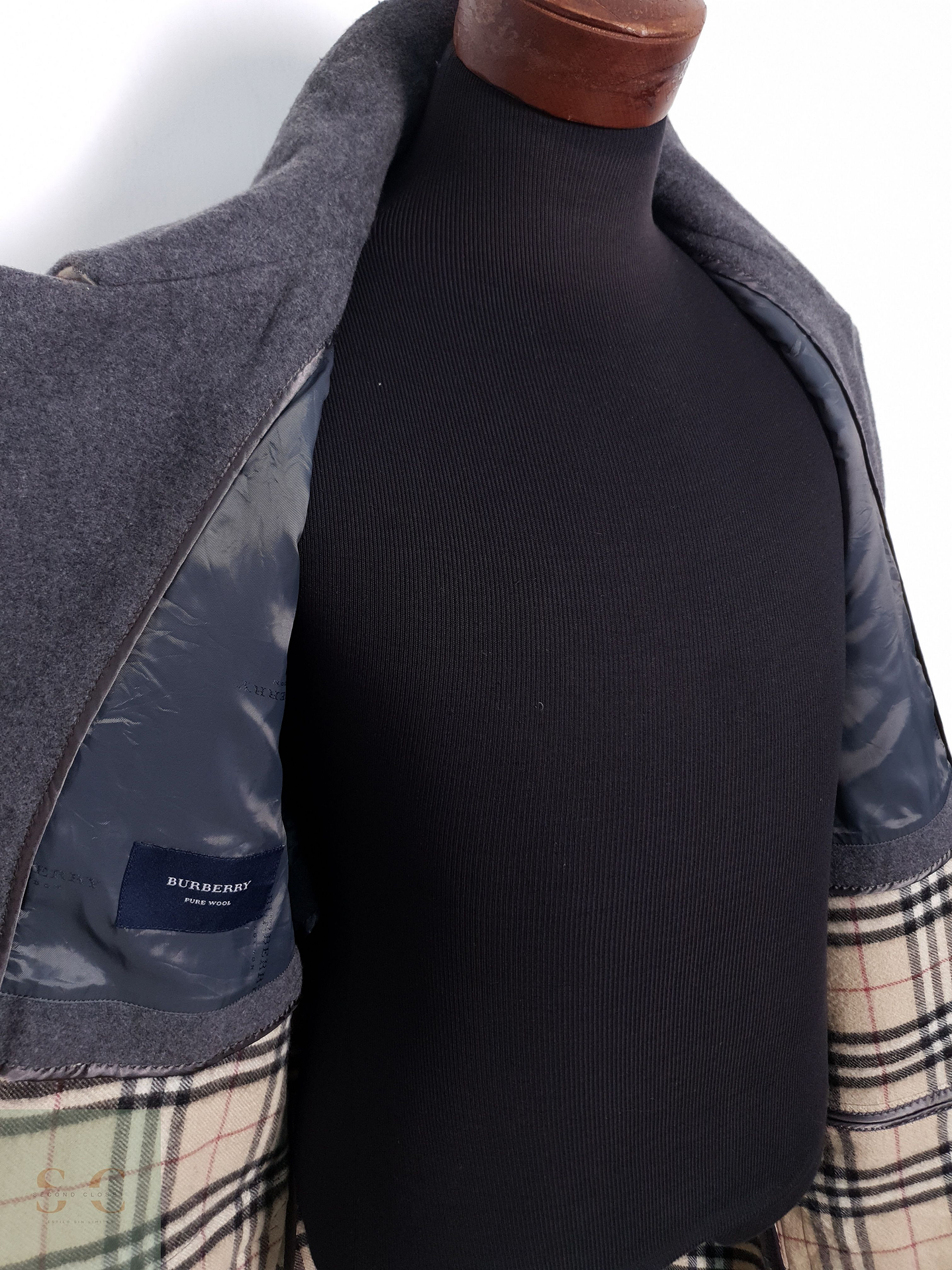 Abrigo Hombre Burberry 100% lana virgen Gris Talla LXL 18