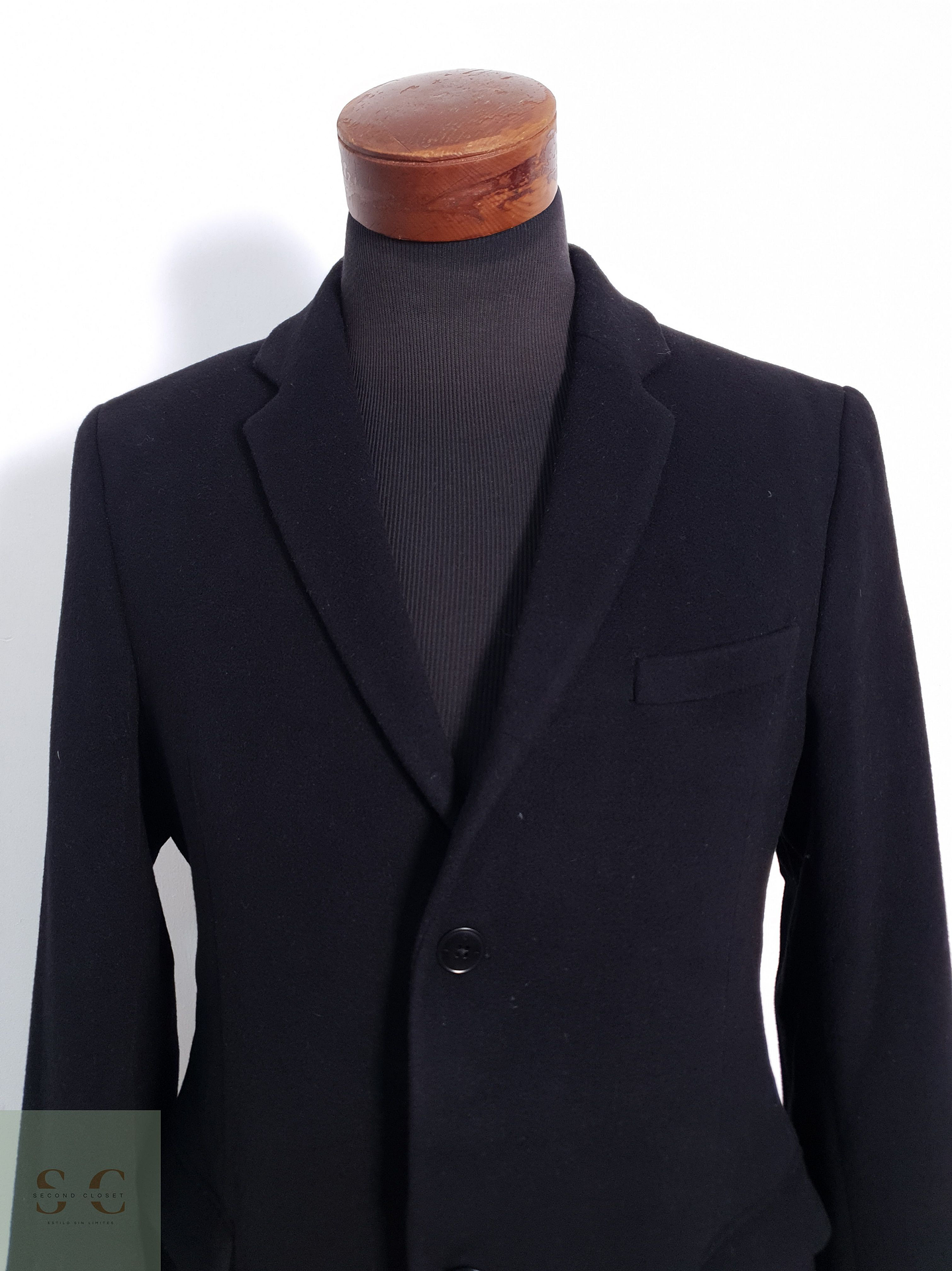 Abrigo Hombre Folk lana y cashmere Negro Talla M 2