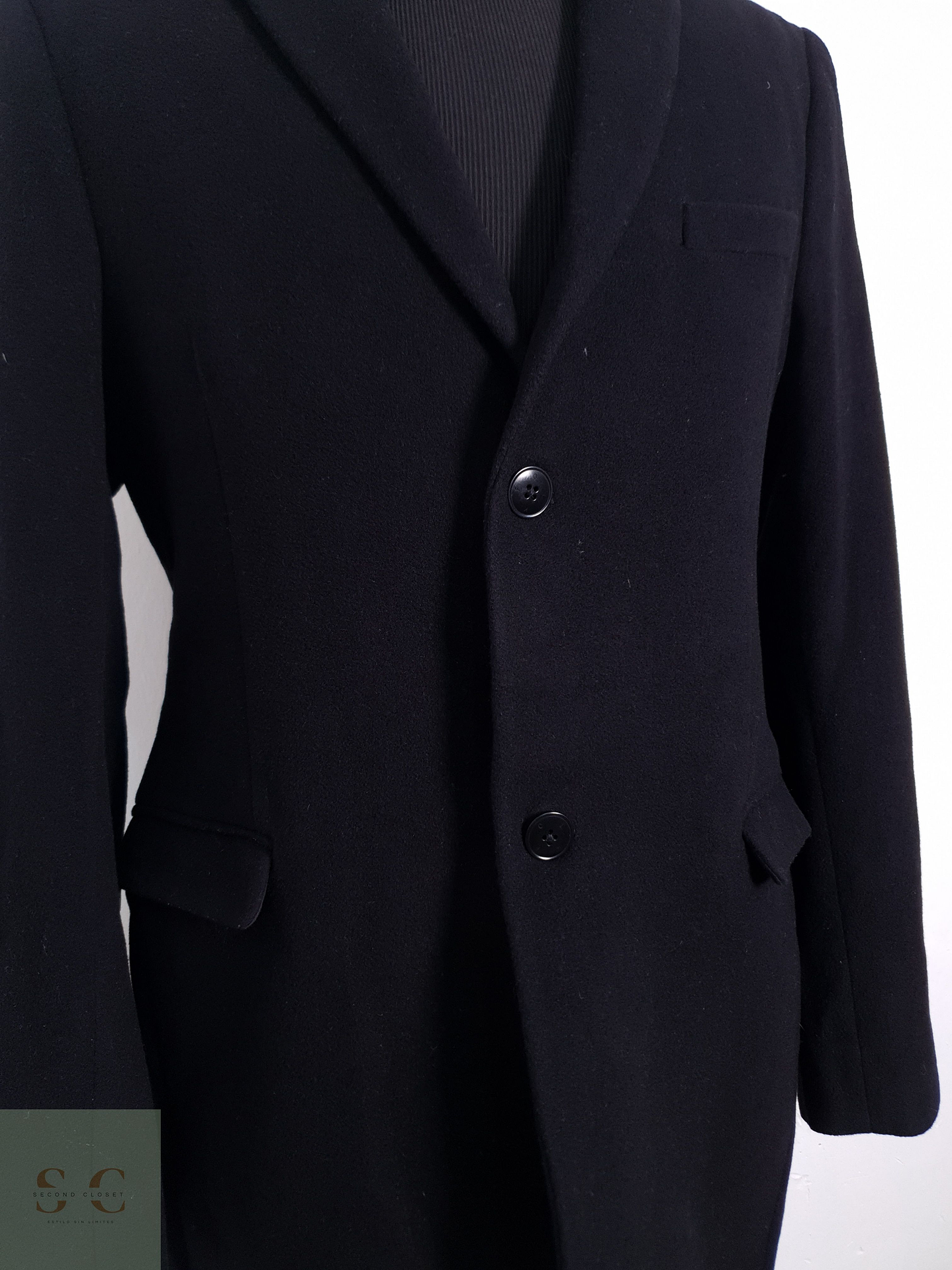 Abrigo Hombre Folk lana y cashmere Negro Talla M 5