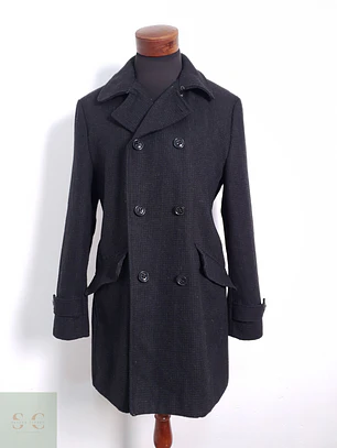Abrigo Hombre Cedarwood State 50% lana Negro Con Textura Sutil Talla M