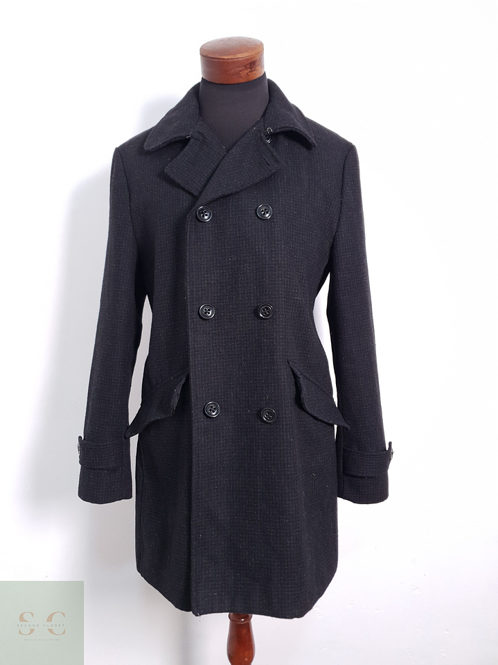 Abrigo Hombre Cedarwood State 50% lana Negro Con Textura Sutil Talla M 1