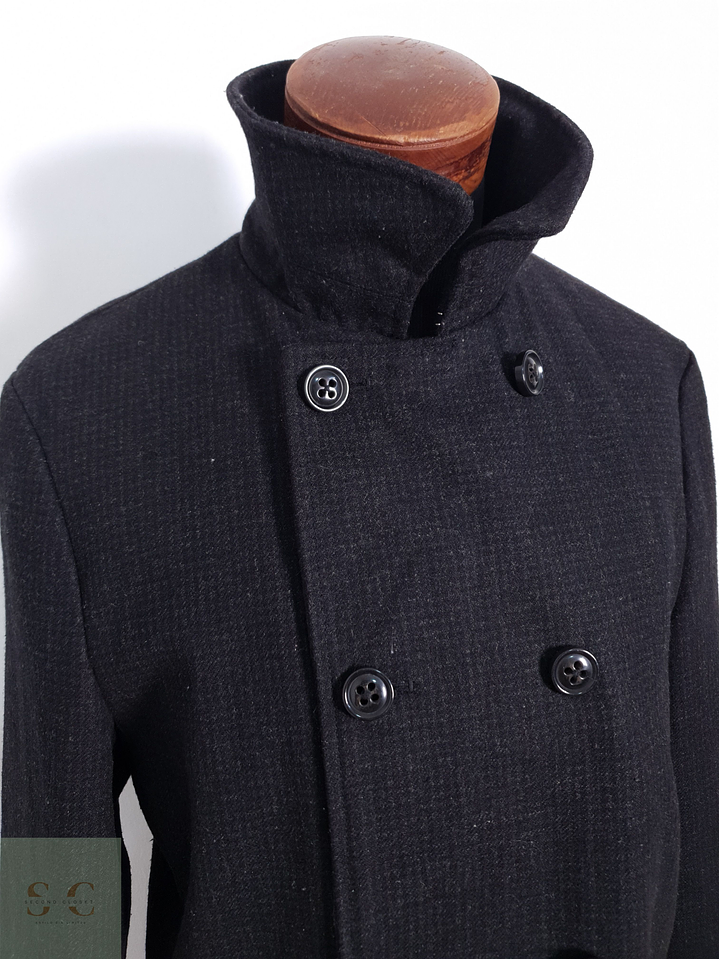 Abrigo Hombre Cedarwood State 50% lana Negro Con Textura Sutil Talla M 2