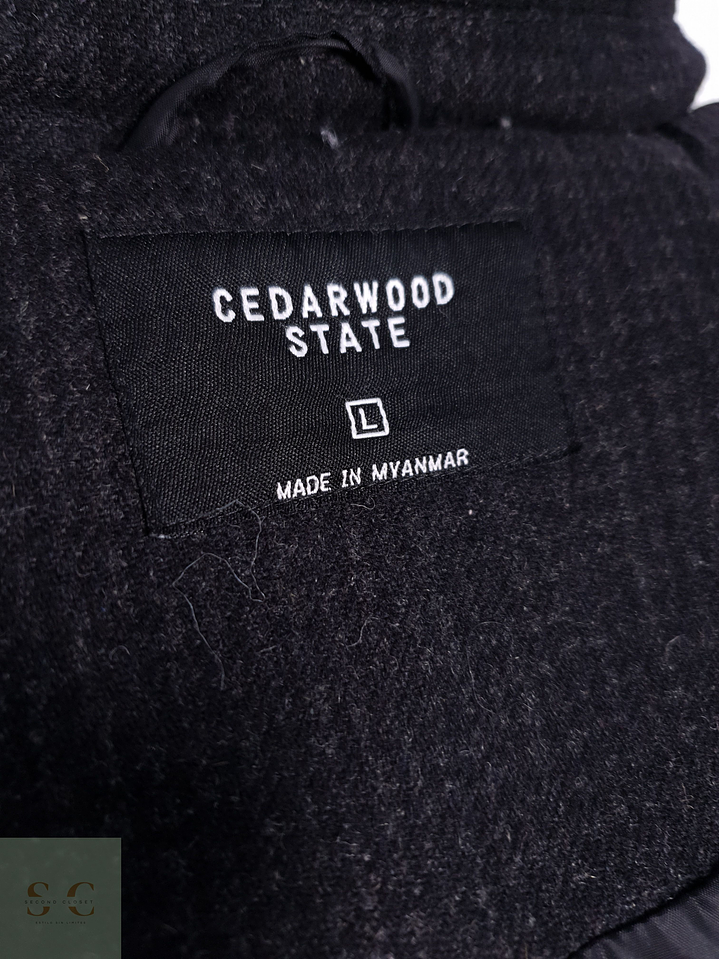 Abrigo Hombre Cedarwood State 50% lana Negro Con Textura Sutil Talla M 4