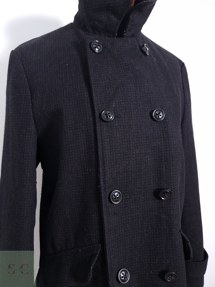 Abrigo Hombre Cedarwood State 50% lana Negro Con Textura Sutil Talla M 8