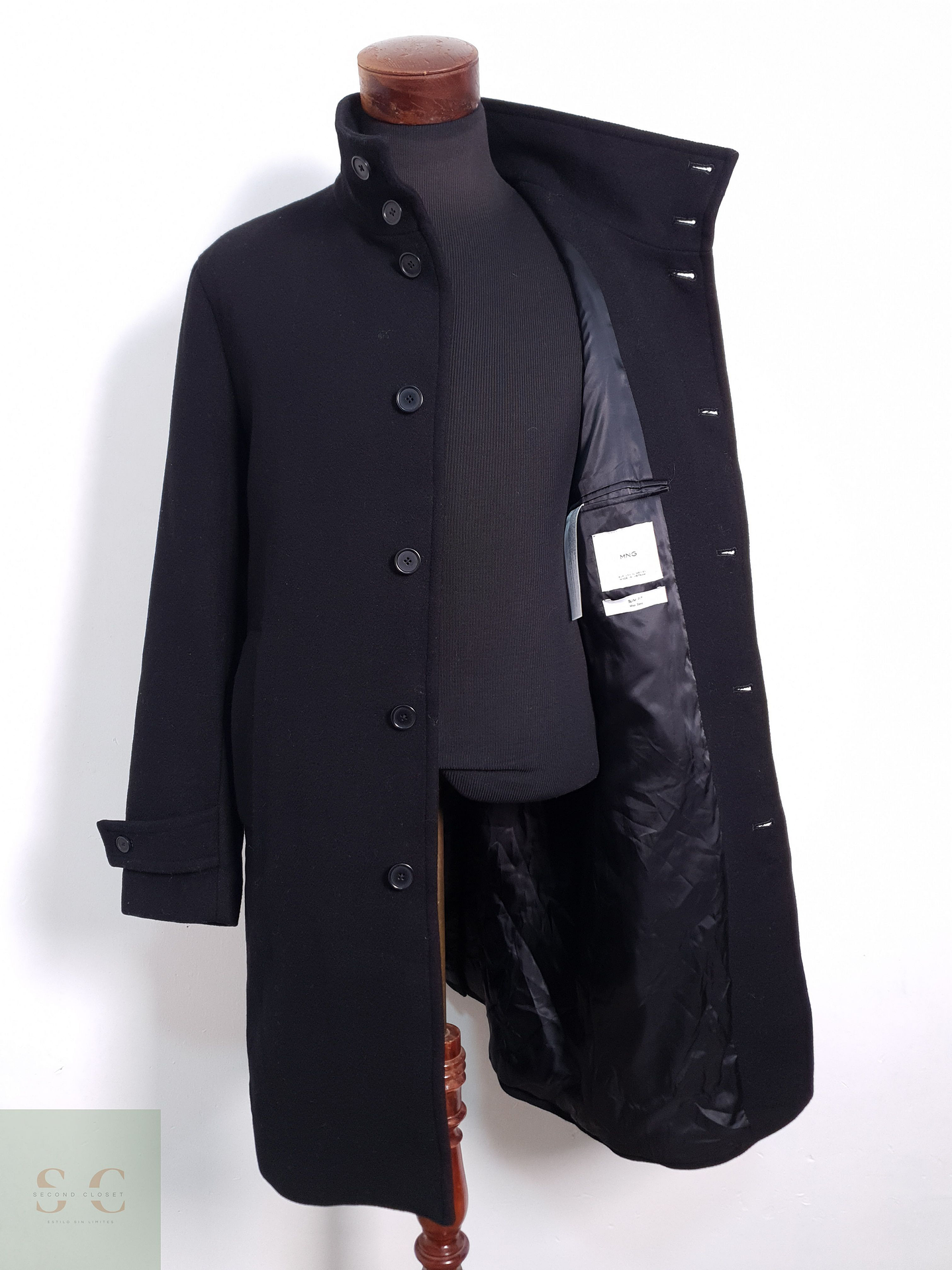 Abrigo Hombre Mango Negro Talla ML 5