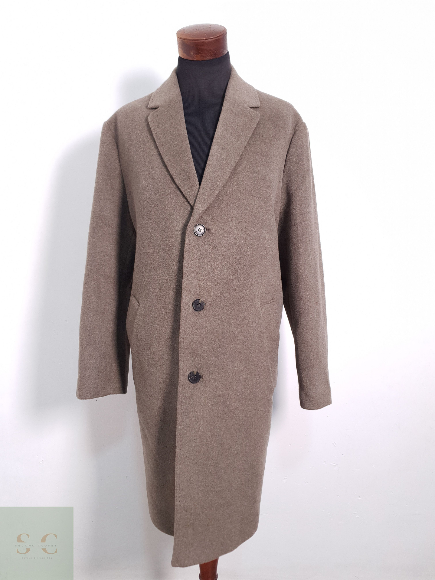 Abrigo Hombre H&M 70% lana Camel Talla XL 1