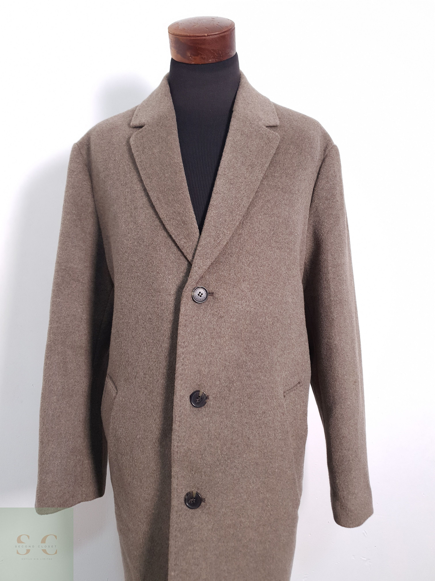 Abrigo Hombre H&M 70% lana Camel Talla XL 2