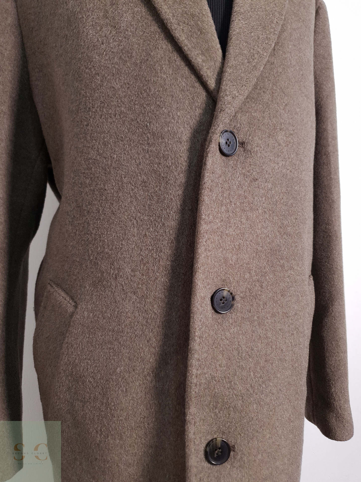 Abrigo Hombre H&M 70% lana Camel Talla XL 7