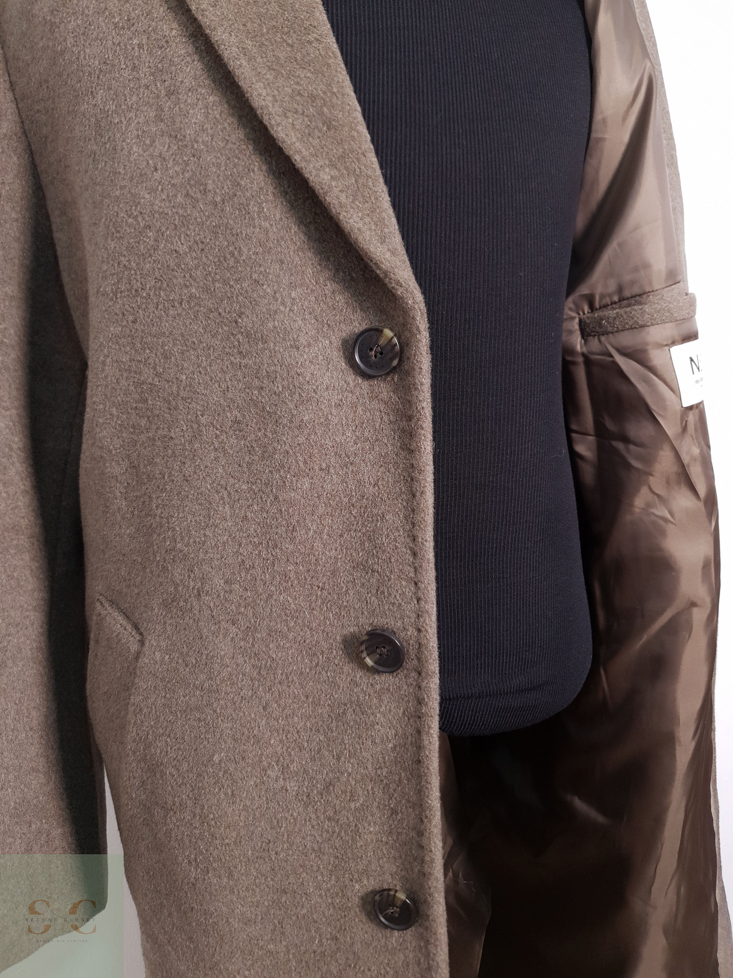 Abrigo Hombre H&M 70% lana Camel Talla XL 8