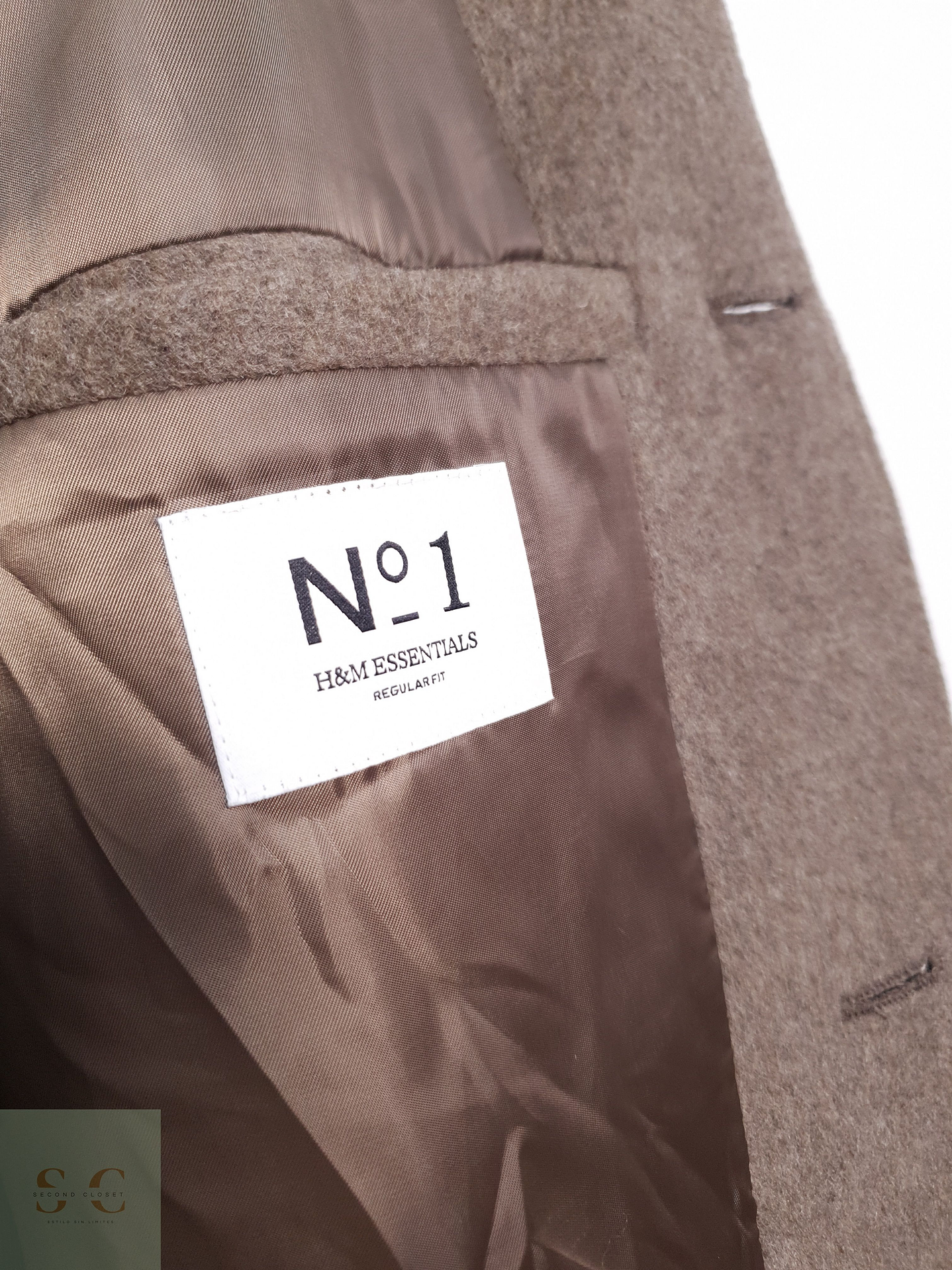 Abrigo Hombre H&M 70% lana Camel Talla XL 9