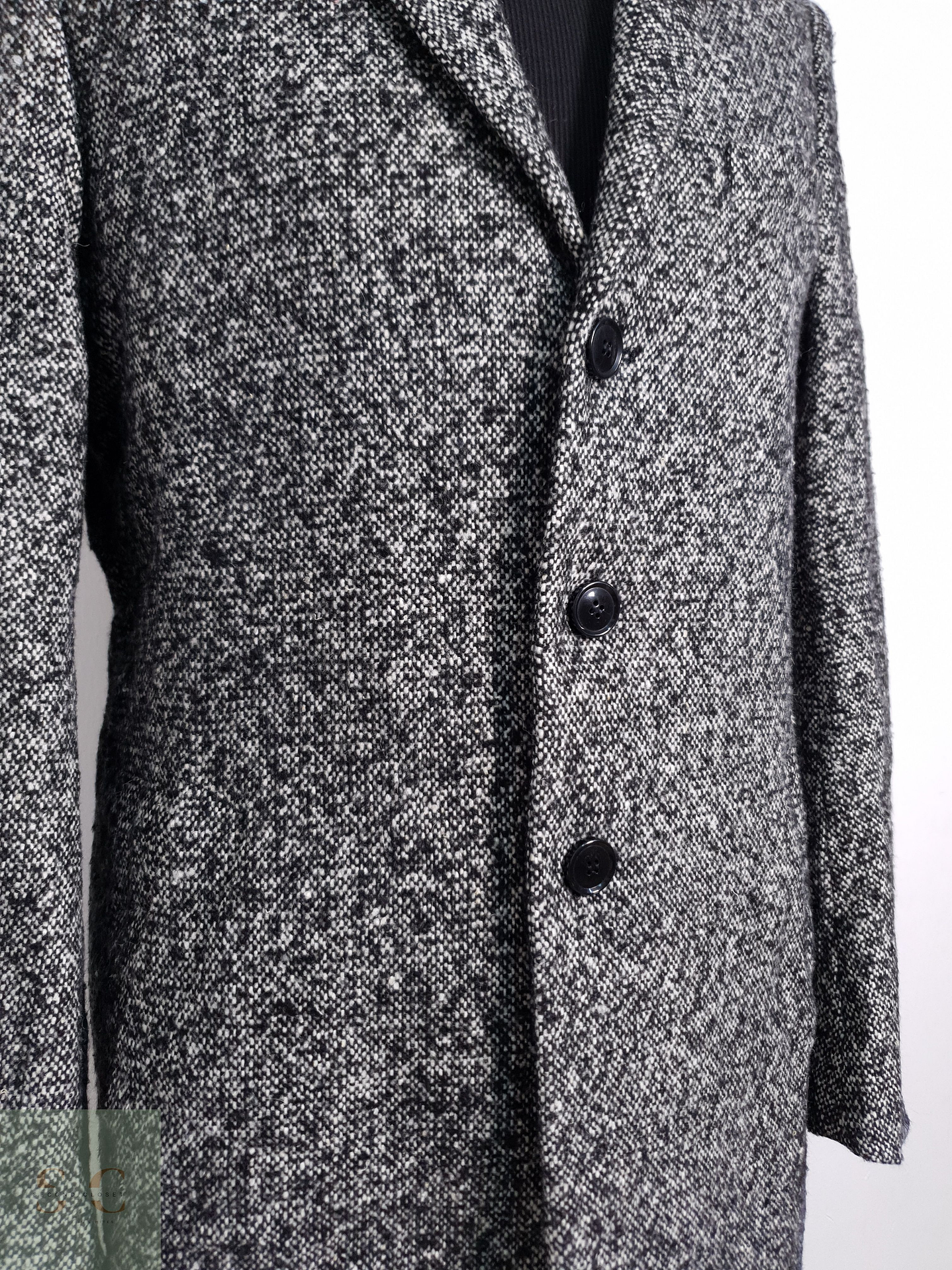 Abrigo Hombre Finshley & Harding Gris Jaspeado Talla M 9