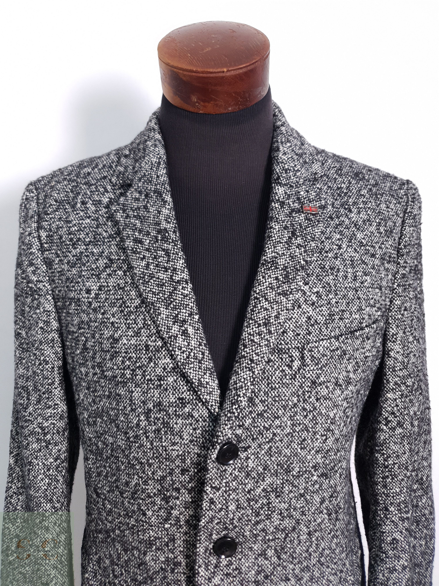 Abrigo Hombre Finshley & Harding Gris Jaspeado Talla M 10