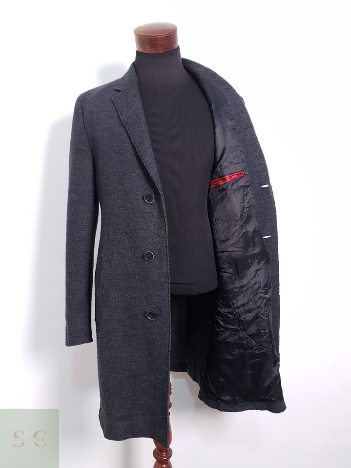 Abrigo Hombre Bugatti 75% lana Plomo Talla ML 3
