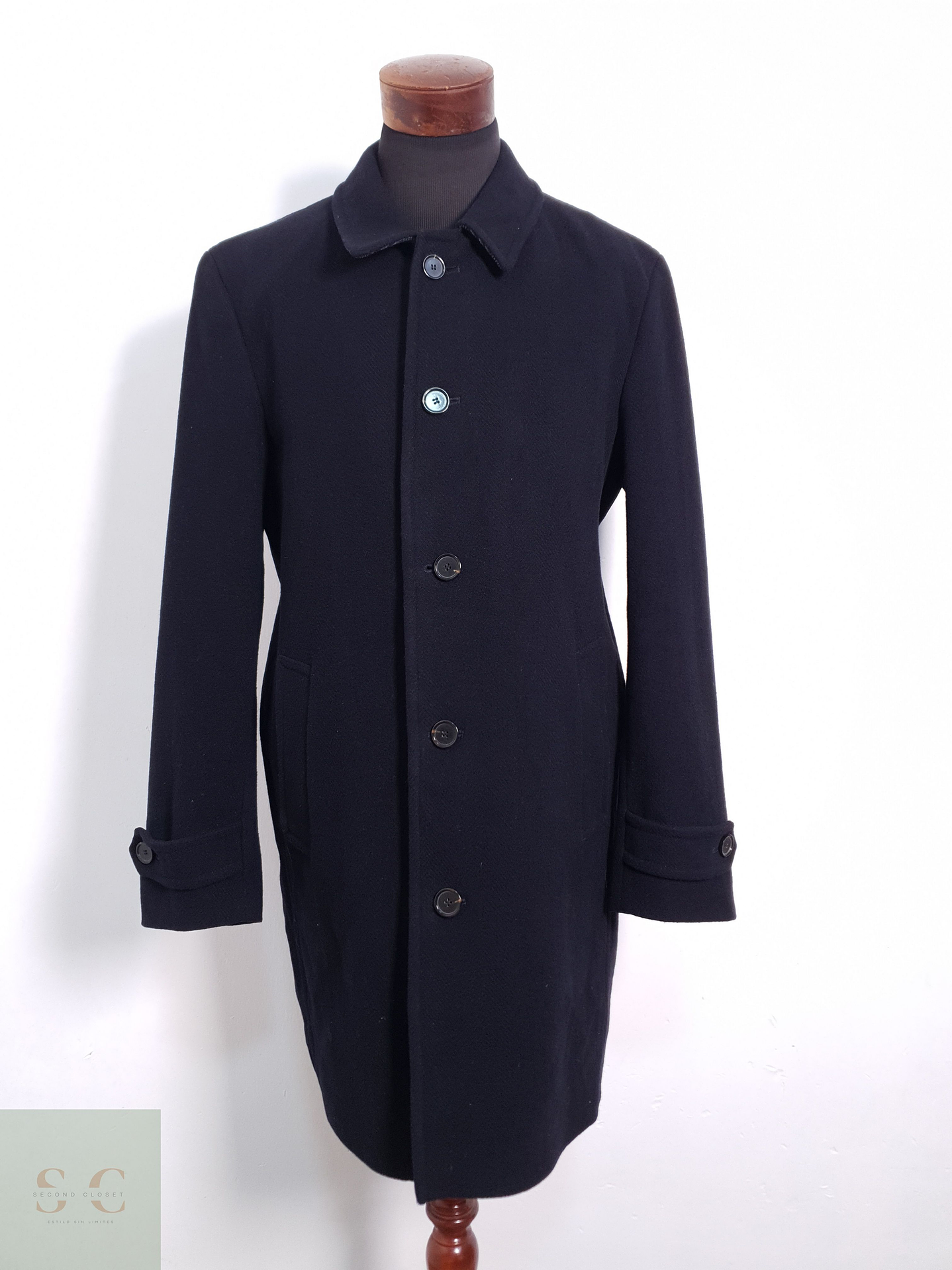 Abrigo Hombre Tailor & Son lana y cashmere Negro Talla L 1