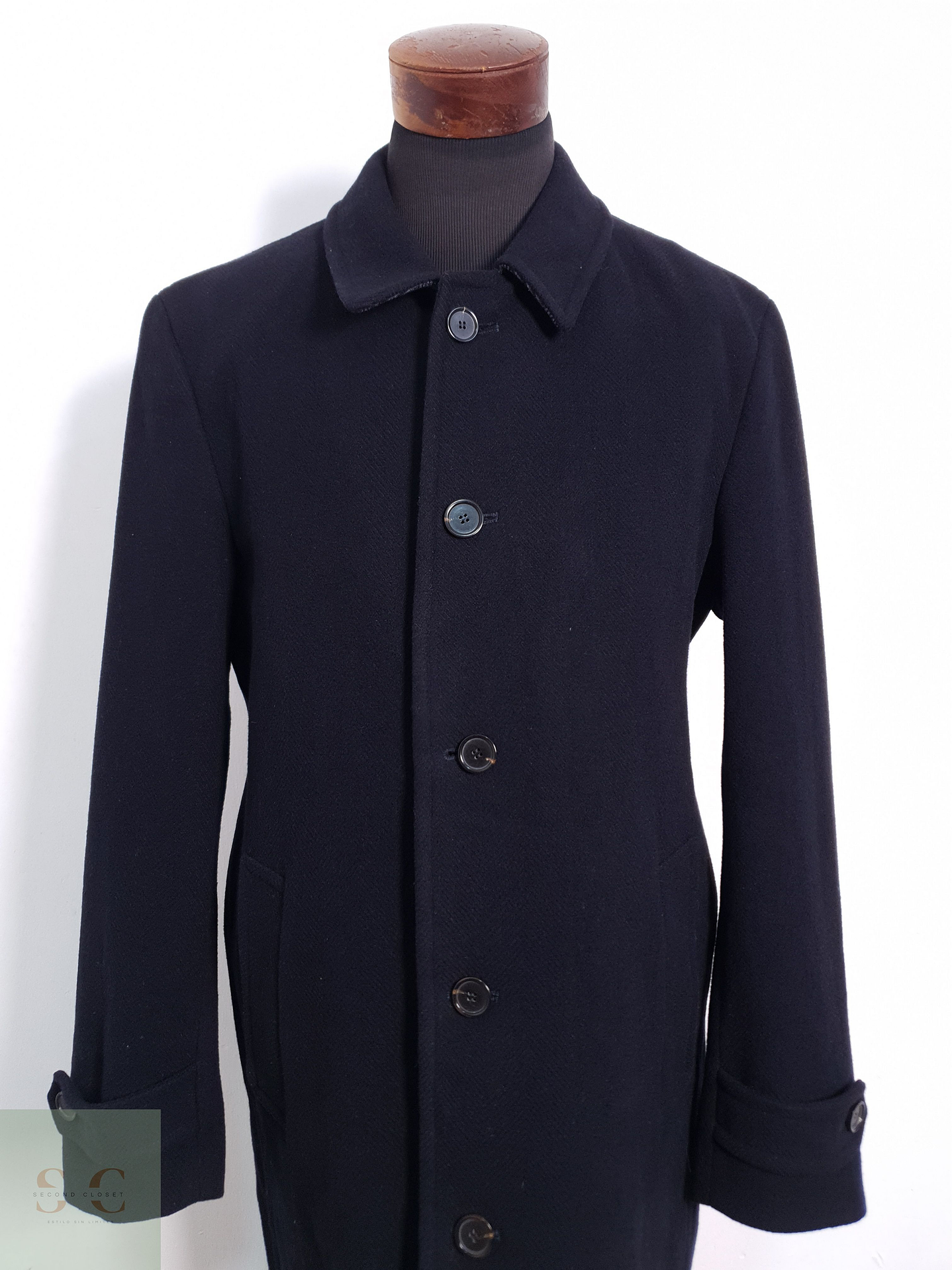 Abrigo Hombre Tailor & Son lana y cashmere Negro Talla L 5