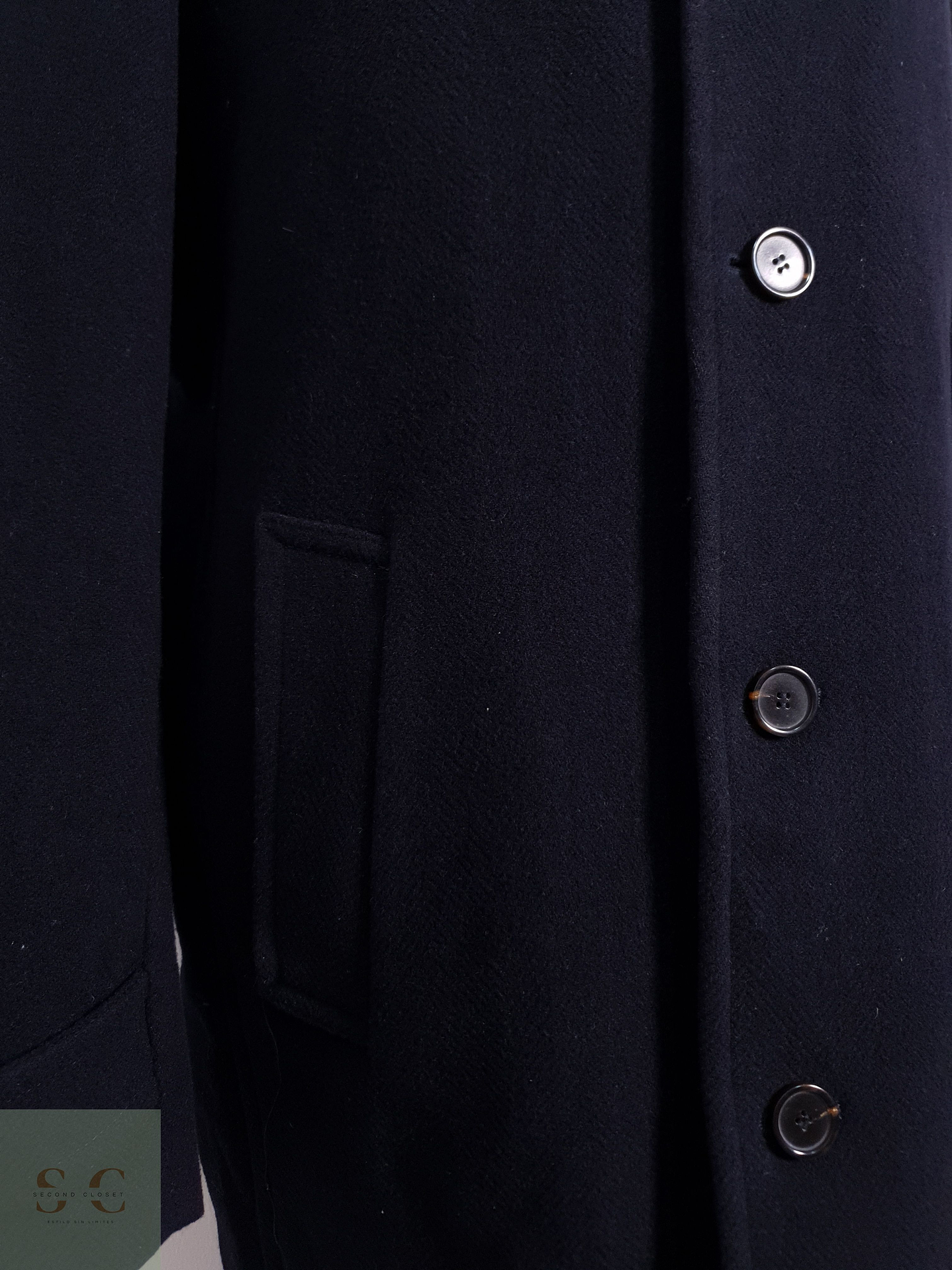 Abrigo Hombre Tailor & Son lana y cashmere Negro Talla L 7