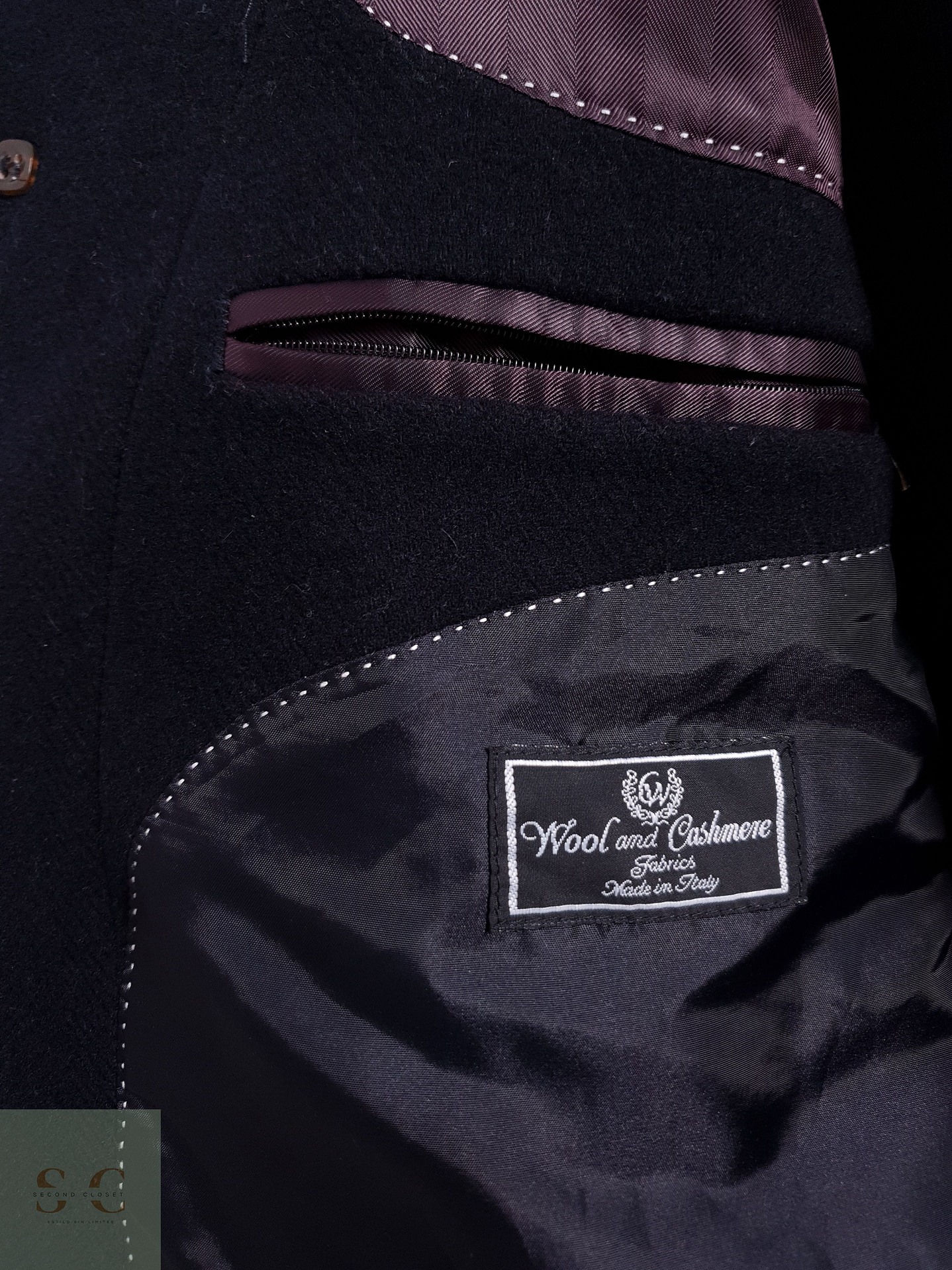 Abrigo Hombre Tailor & Son lana y cashmere Negro Talla L 8