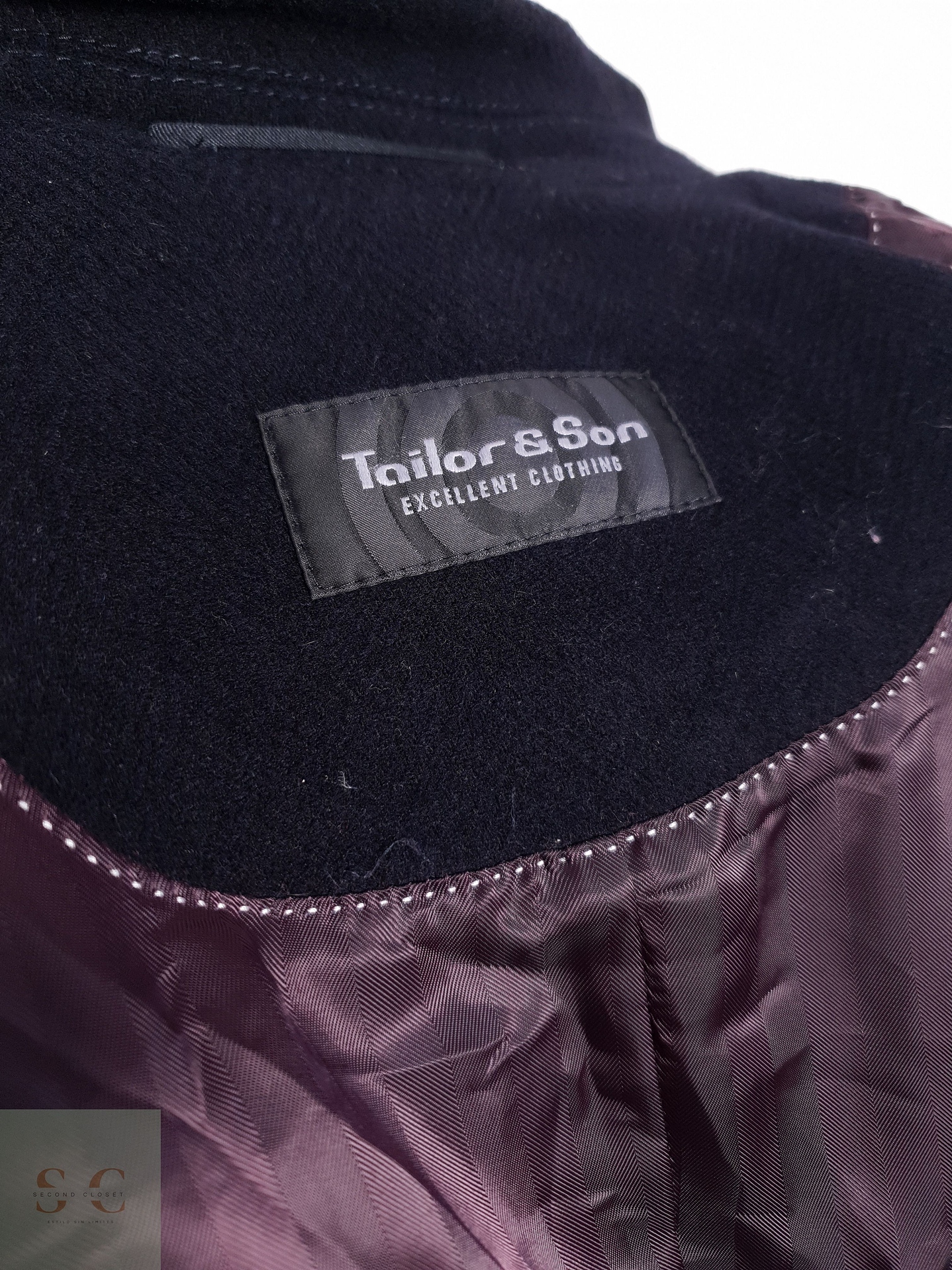 Abrigo Hombre Tailor & Son lana y cashmere Negro Talla L 10