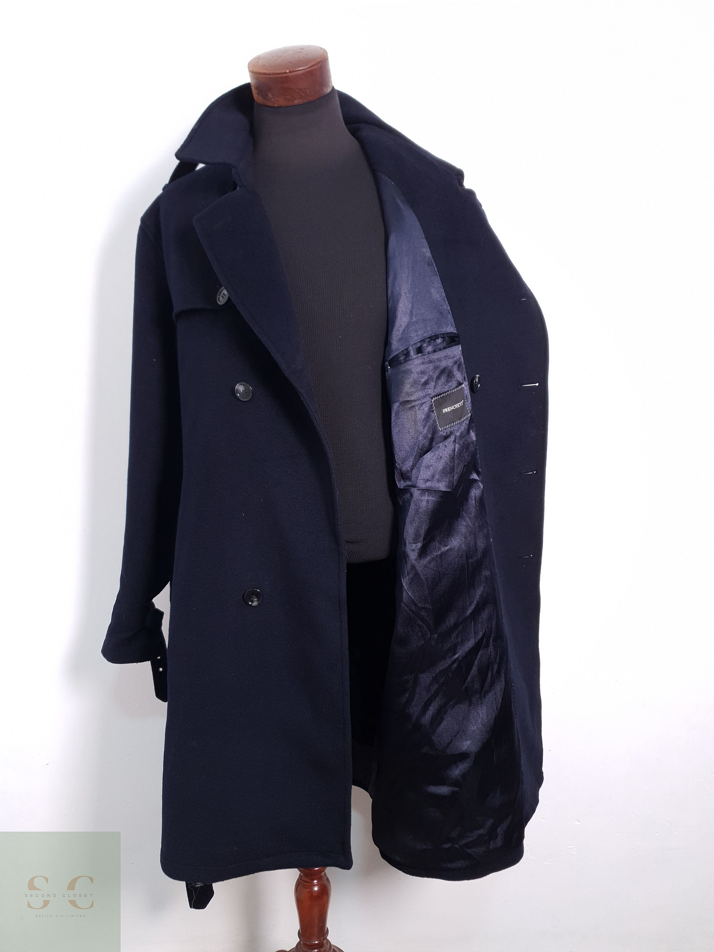 Abrigo Hombre Frencheye lana y cashmere Azul Oscuro Talla XXL 4