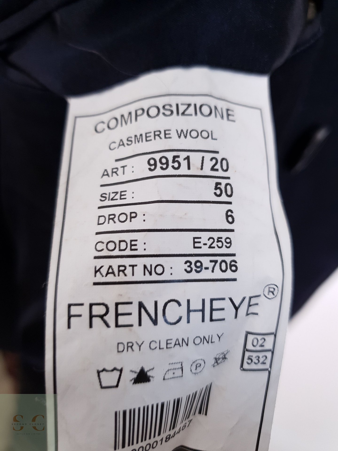 Abrigo Hombre Frencheye lana y cashmere Azul Oscuro Talla XXL 6