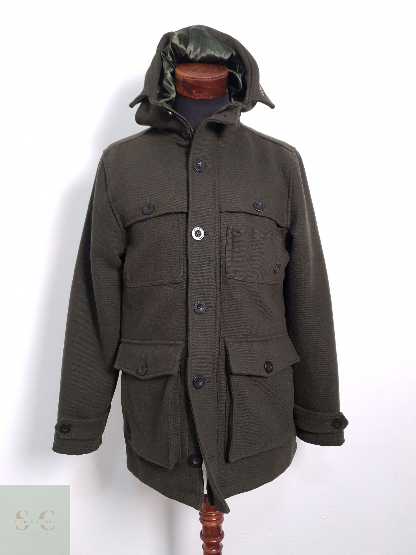 Chaqueton Hombre Fly53 50% lana Verde Oscuro Talla M 2