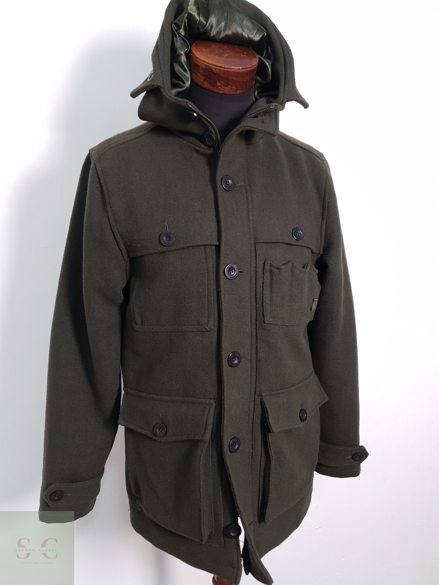 Chaqueton Hombre Fly53 50% lana Verde Oscuro Talla M 1