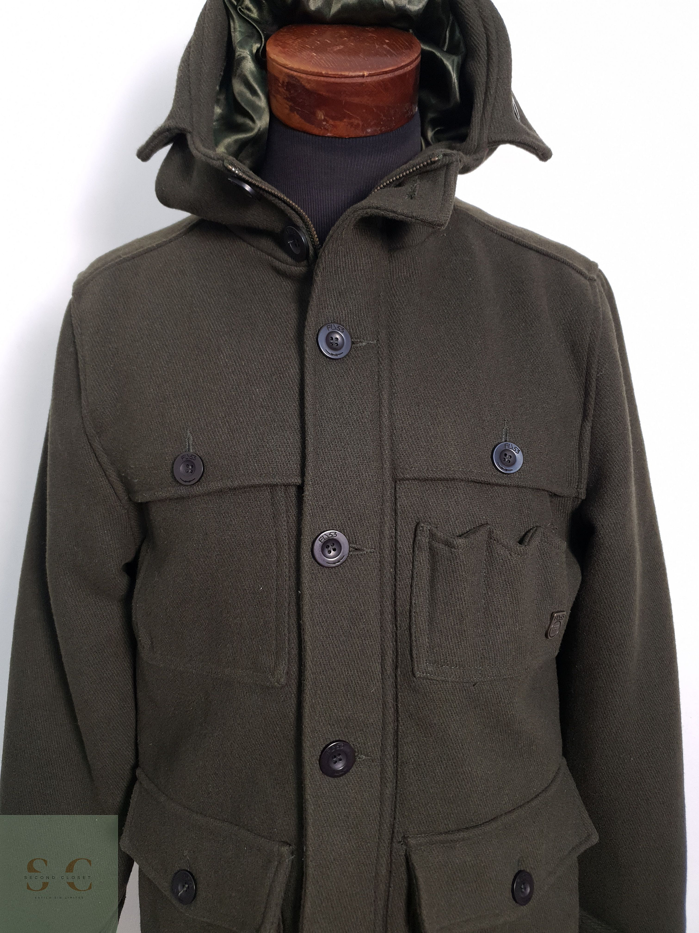 Chaqueton Hombre Fly53 50% lana Verde Oscuro Talla M 7