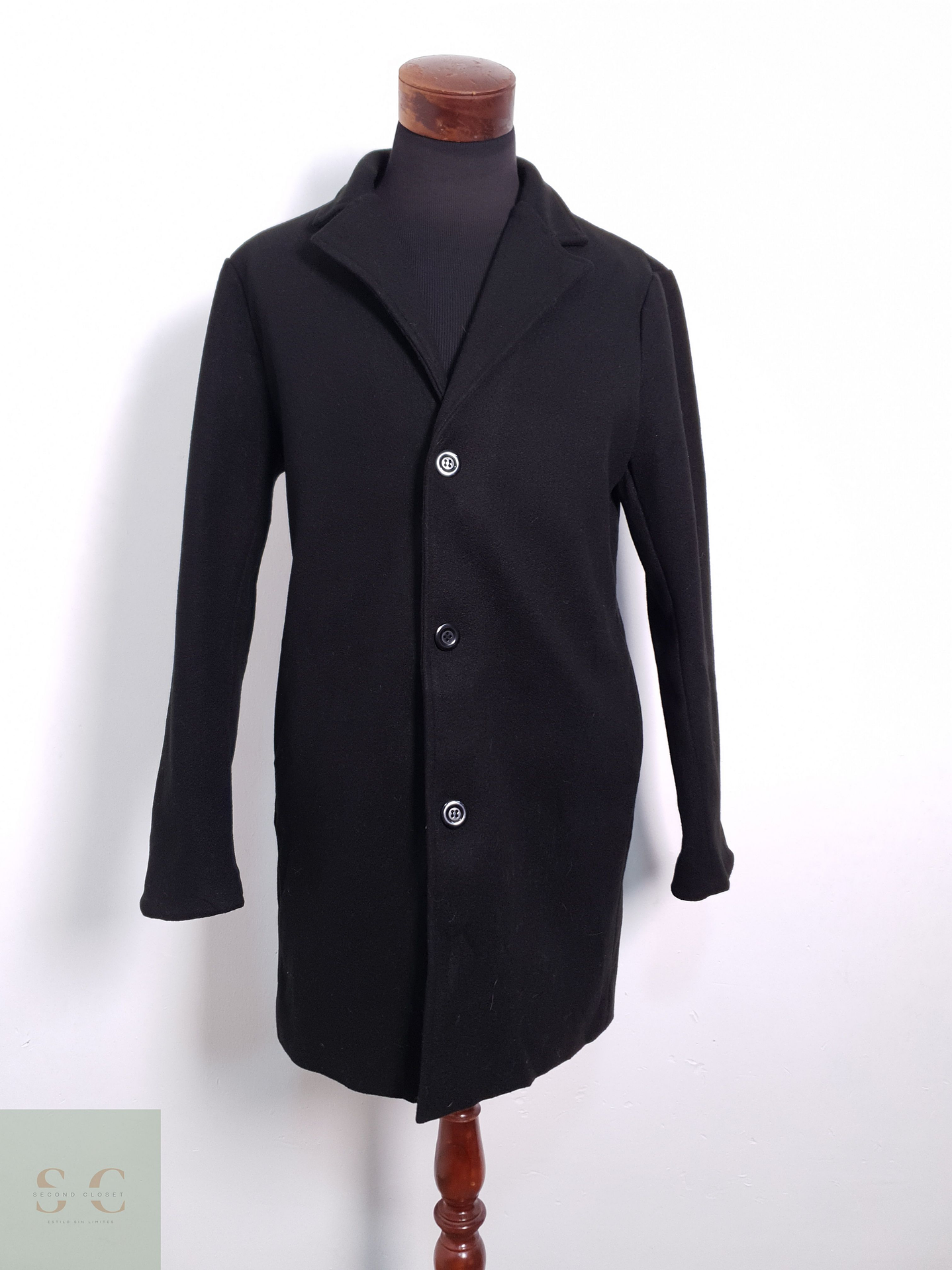 Abrigo Hombre Vintage Negro Talla M 1