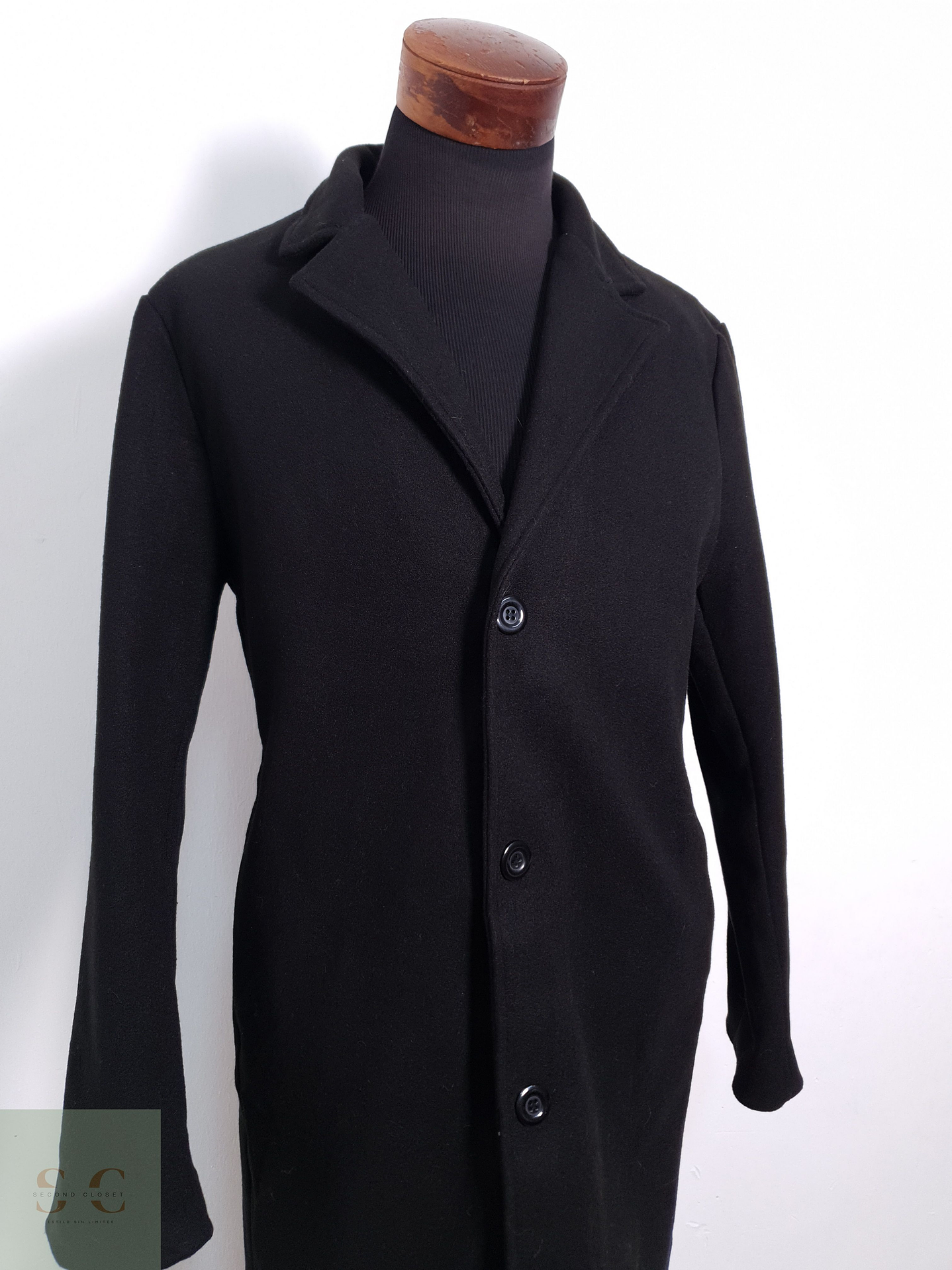 Abrigo Hombre Vintage Negro Talla M 2