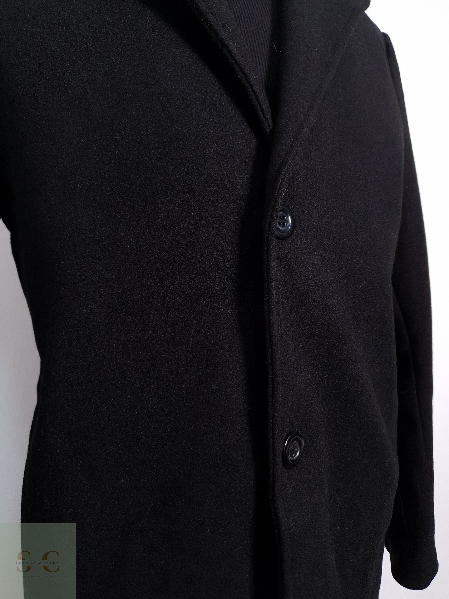 Abrigo Hombre Vintage Negro Talla M 6