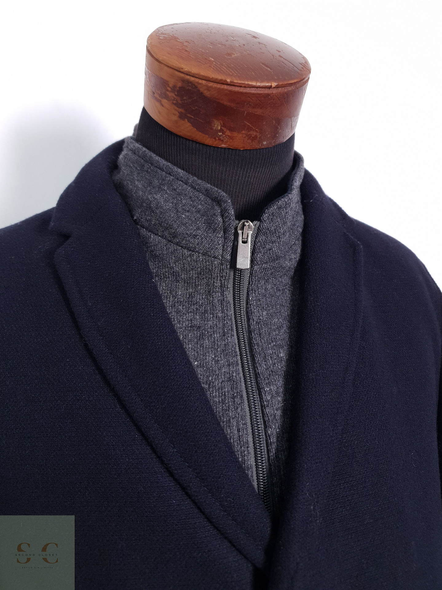 Abrigo Hombre Max Goodman lana y cashmere Azul Oscuro Talla M 5