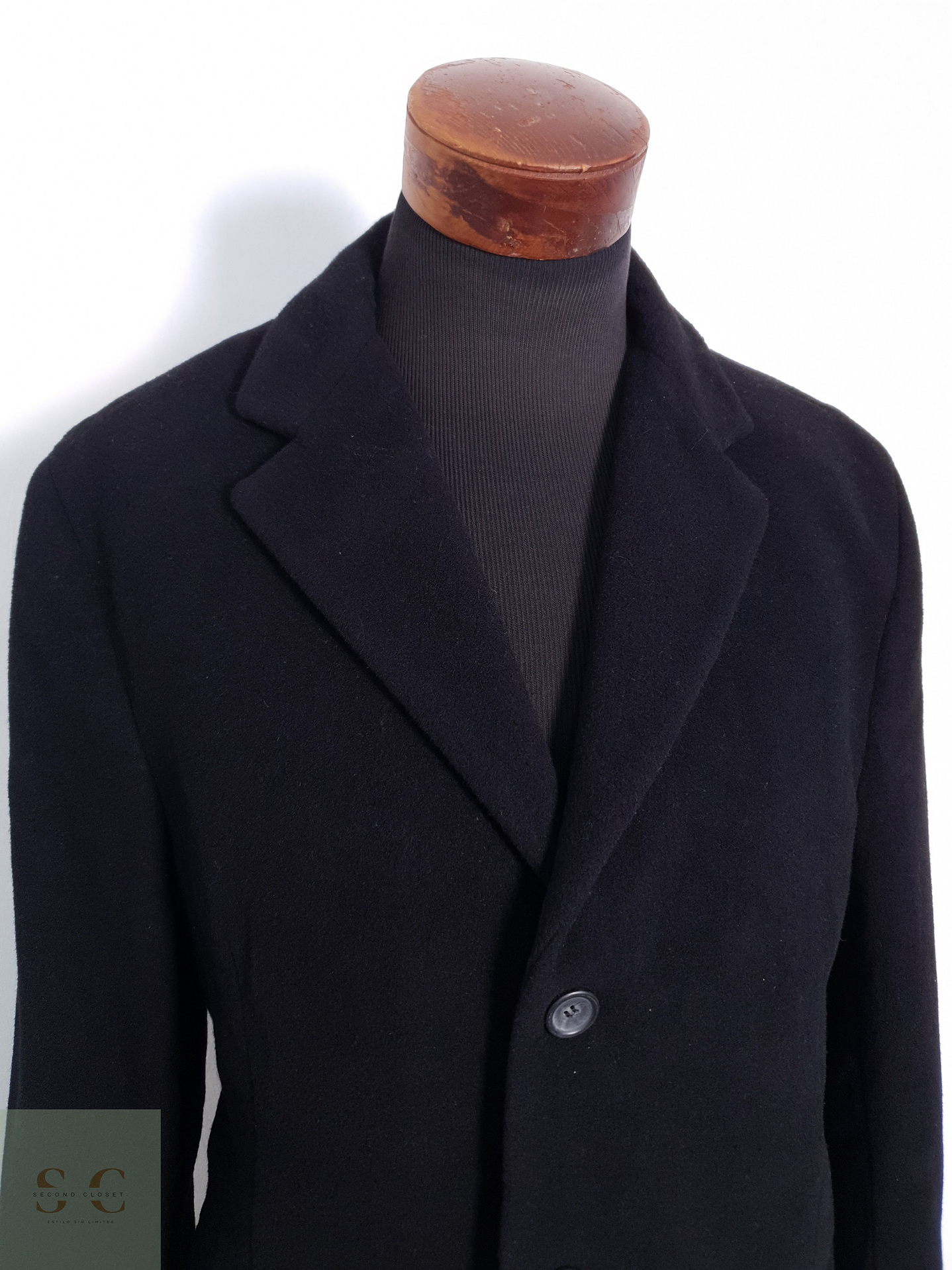 Abrigo Hombre Vintage Wool and Cashmere Negro Talla ML 6