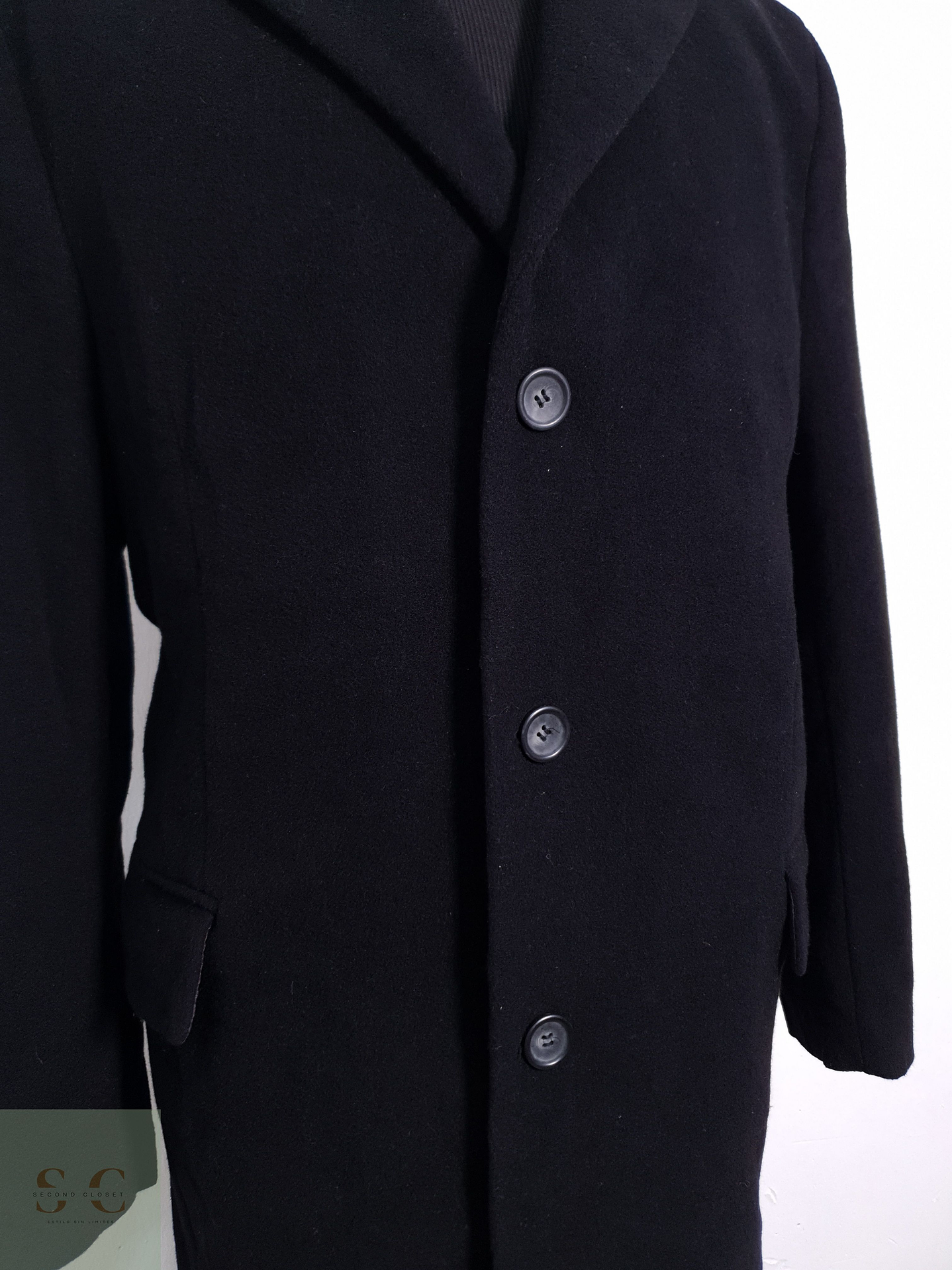Abrigo Hombre Vintage Wool and Cashmere Negro Talla ML 7