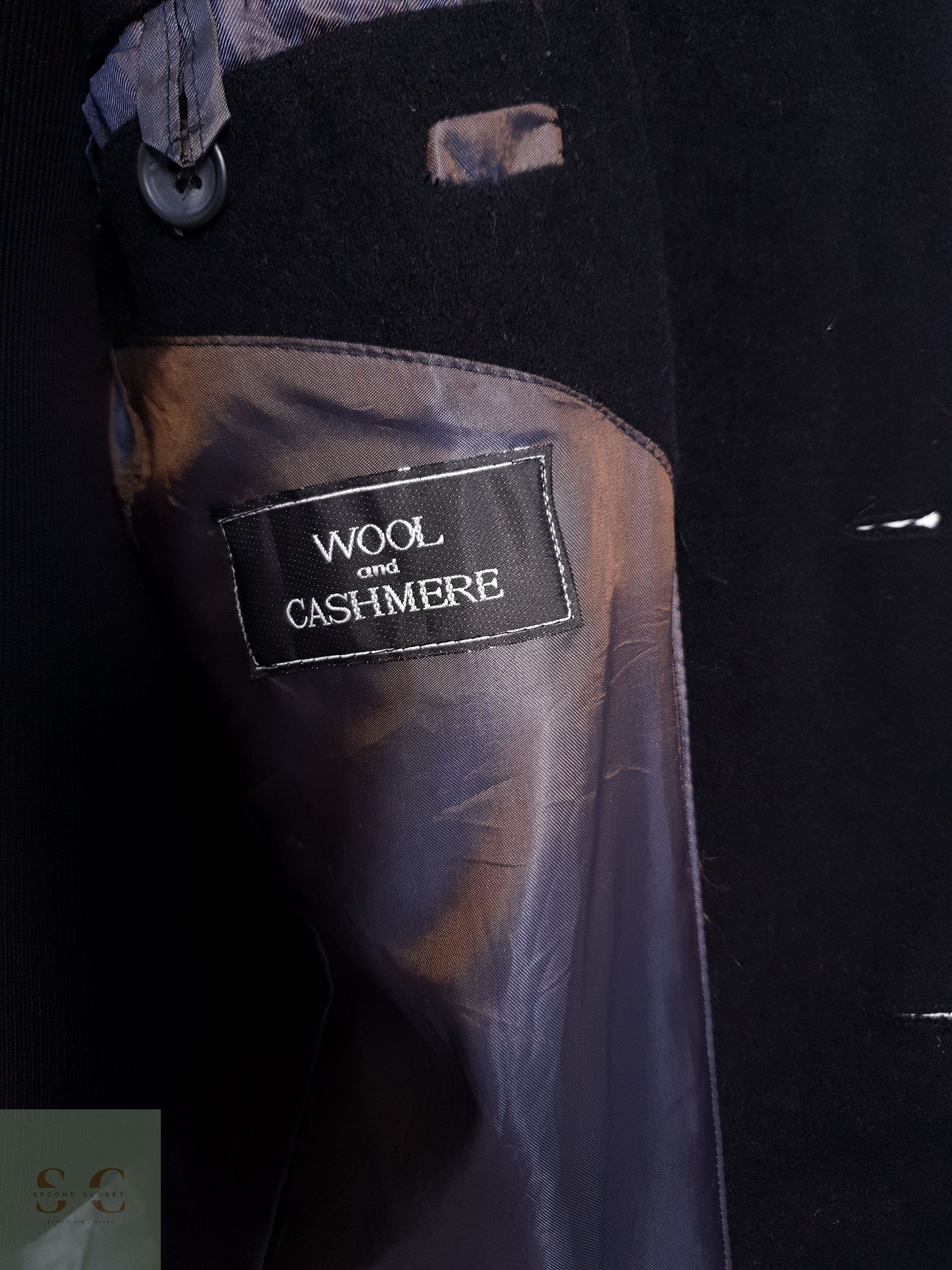 Abrigo Hombre Vintage Wool and Cashmere Negro Talla ML 8