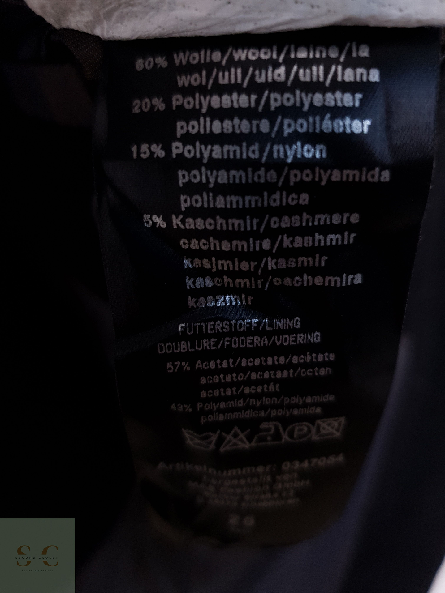 Abrigo Hombre Vintage Wool and Cashmere Negro Talla ML 11