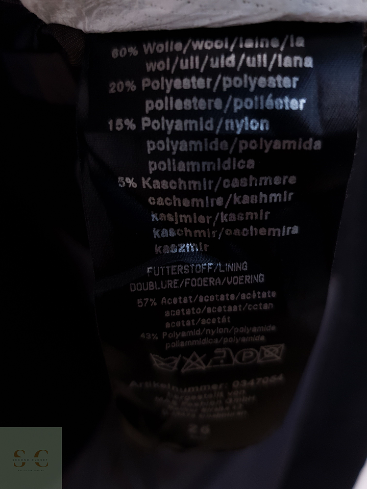 Abrigo Hombre Vintage Wool and Cashmere Negro Talla ML 11