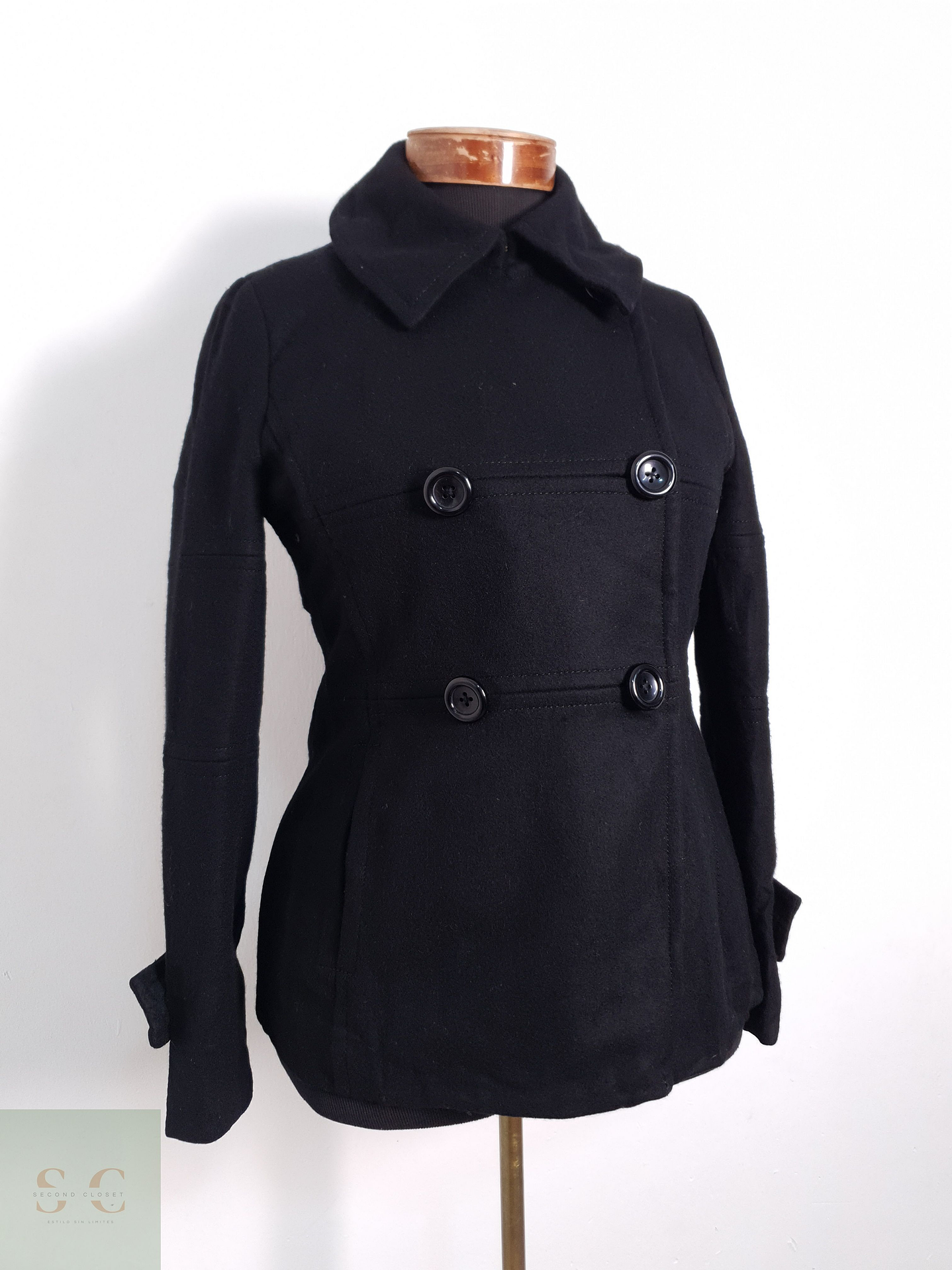 Abrigo Mujer At 100% lana Negro Talla S 3