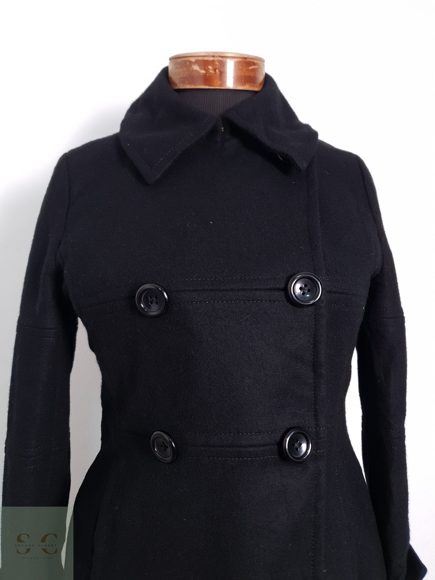 Abrigo Mujer At 100% lana Negro Talla S 4